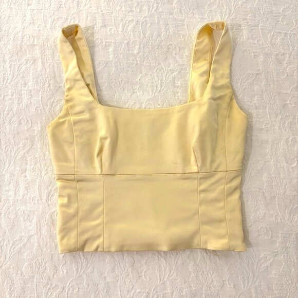 Wilfred Aritzia Shine Bustier, Yellow Satin Size XXS - Picture 1 of 3